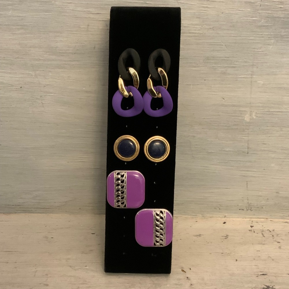 Vintage Set of 3 Fashion Statement Earrings Good Condition‎